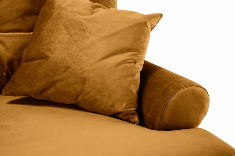 Andrew Sofagruppe 3-seter + 2-seter Sofa + Lenestol + Fotskammel i Fløyel - Mørk gul - Møbler - Sofaer - Fløyel sofaer