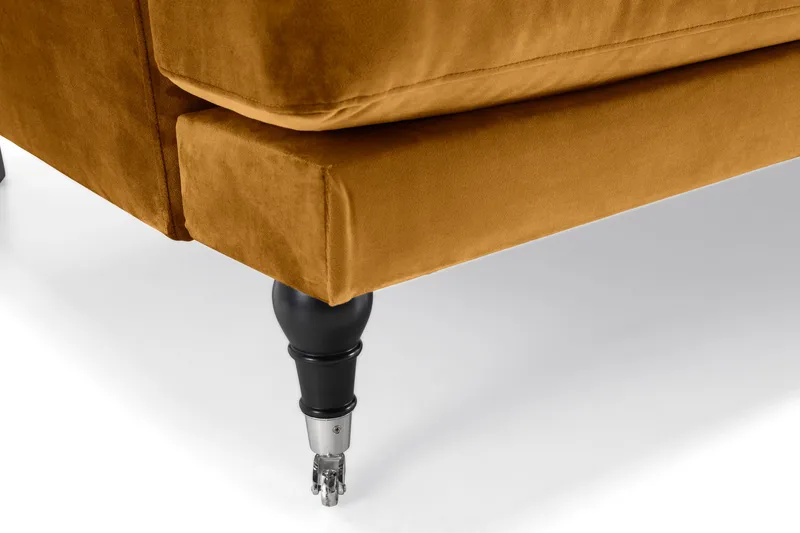 Andrew Sofagruppe 3-seter + 2-seter Sofa + Lenestol + Fotskammel i Fløyel - Mørk gul - Møbler - Sofaer - Fløyel sofaer