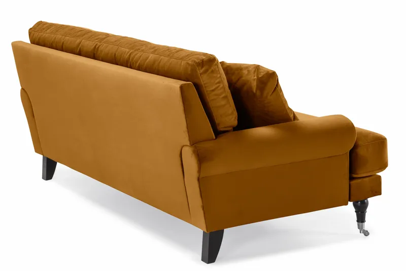 Andrew Sofagruppe 3-seter + 2-seter Sofa + Lenestol + Fotskammel i Fløyel - Mørk gul - Møbler - Sofaer - Fløyel sofaer