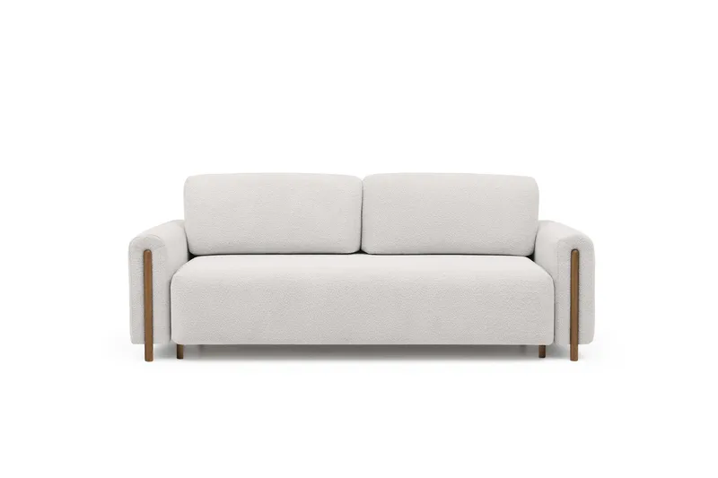 Arcadova 3-seter Sofa med Runde Armlener i Bouclé, Hvit
