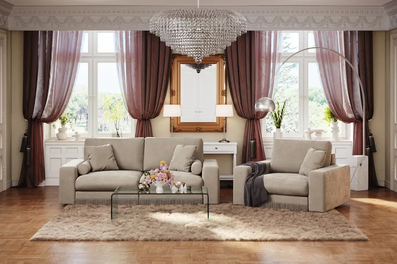 Arken Lyx 3-seter Dyp Sofa i fløyel - Beige - Møbler - Sofaer - Fløyel sofaer