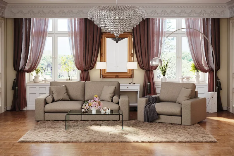 Arken Lyx 3-seter Dyp Sofa i stoff - Brun - Møbler - Sofaer - Sofa 3 seter