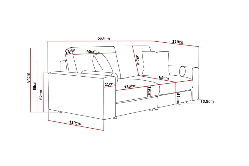 Arken Lyx 3-seter Dyp Sofa i stoff - Brun - Møbler - Sofaer - Sofa 3 seter