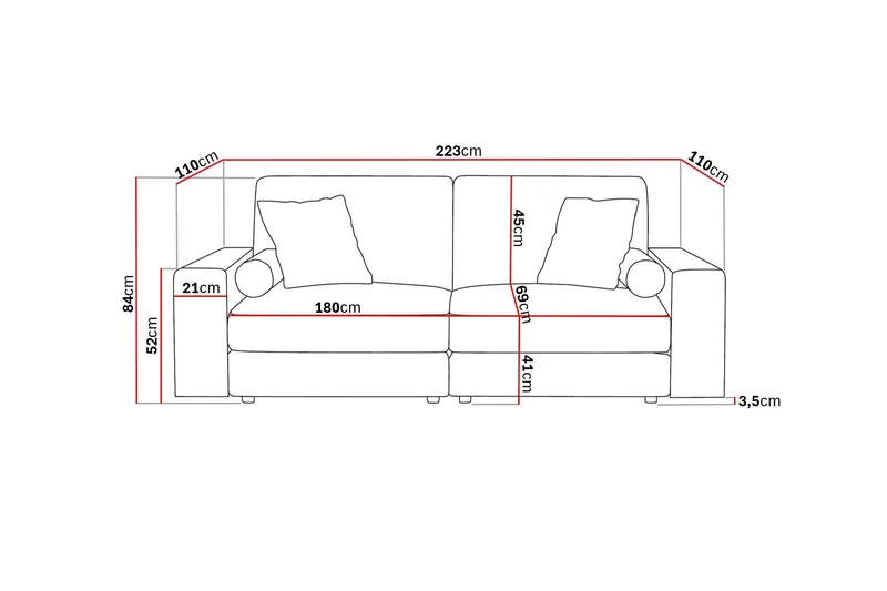 Arken Lyx 3-seter Dyp Sofa i stoff - Brun - Møbler - Sofaer - Sofa 3 seter