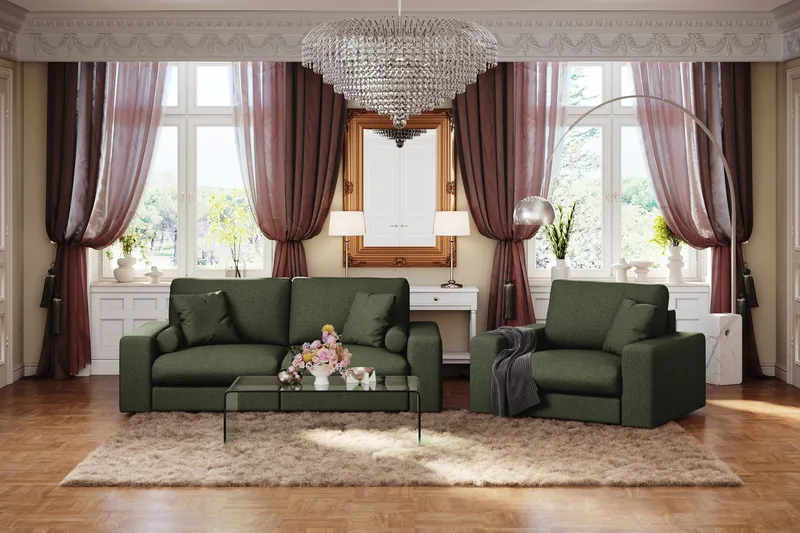 Arken Lyx 3-seter Dyp Sofa i stoff - Grön - Møbler - Sofaer - Sofa 3 seter