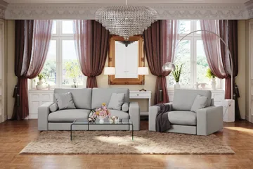 Arken Lyx 3-seter Dyp Sofa i stoff - Lysegrå - Møbler - Sofaer - Sofa 3 seter
