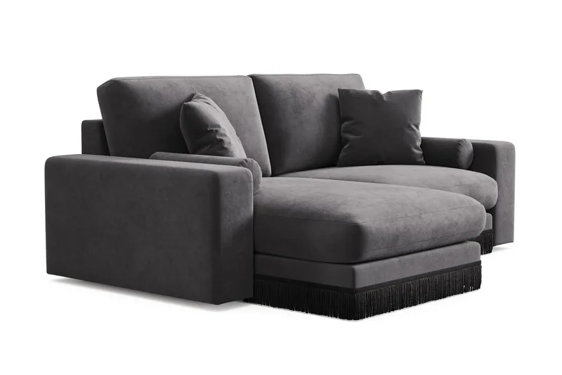 Arken Lyx 3-seter Vendbar L-formet Dyp Divansofa i fløyel - Mørkegrå - Møbler - Sofaer - Sofa med sjeselong