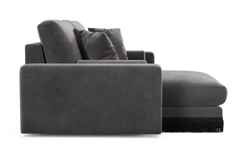 Arken Lyx 3-seter Vendbar L-formet Dyp Divansofa i fløyel - Mørkegrå - Møbler - Sofaer - Sofa med sjeselong