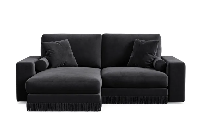 Arken Lyx 3-seter Vendbar L-formet Dyp Divansofa i fløyel - Svart - Møbler - Sofaer - Sofa med sjeselong