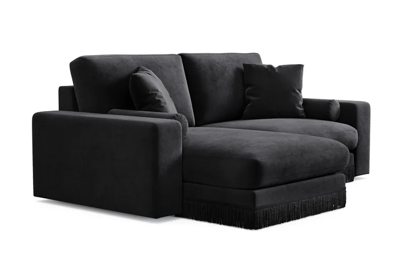 Arken Lyx 3-seter Vendbar L-formet Dyp Divansofa i fløyel - Svart - Møbler - Sofaer - Sofa med sjeselong