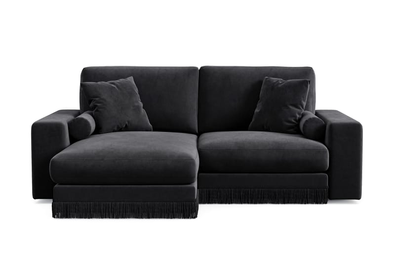 Arken Lyx 3-seter Vendbar L-formet Dyp Divansofa i fløyel - Svart - Møbler - Sofaer - Sofa med sjeselong