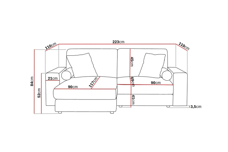 Arken Lyx 3-seter Vendbar L-formet Dyp Divansofa i stoff - Lys beige - Møbler - Sofaer - Sofa med sjeselong