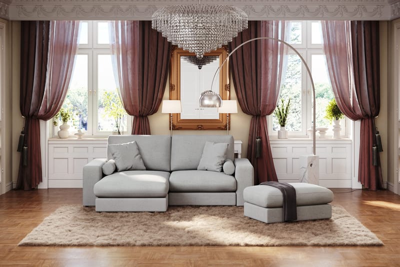 Arken Lyx 3-seter Vendbar L-formet Dyp Divansofa i stoff - Lysegrå - Møbler - Sofaer - Sofa med sjeselong