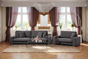 Arken Lyx 4-seter Dyp Sofa i fløyel - Mørkegrå - Møbler - Sofaer - Fløyel sofaer