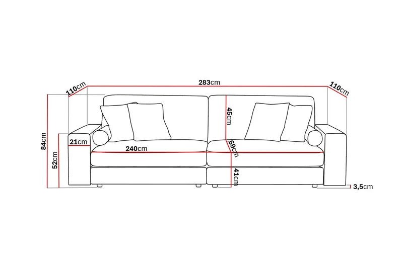 Arken Lyx 4-seter Dyp Sofa i Manchester - Greige - Møbler - Sofaer - 4 seter sofa