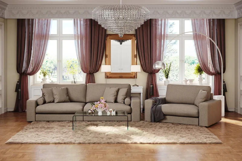 Arken Lyx 4-seter Dyp Sofa i stoff - Brun - Møbler - Sofaer - 4 seter sofa