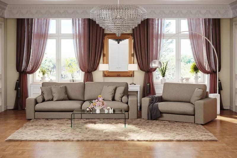 Arken Lyx 4-seter Dyp Sofa i stoff - Brun - Møbler - Sofaer - 4 seter sofa