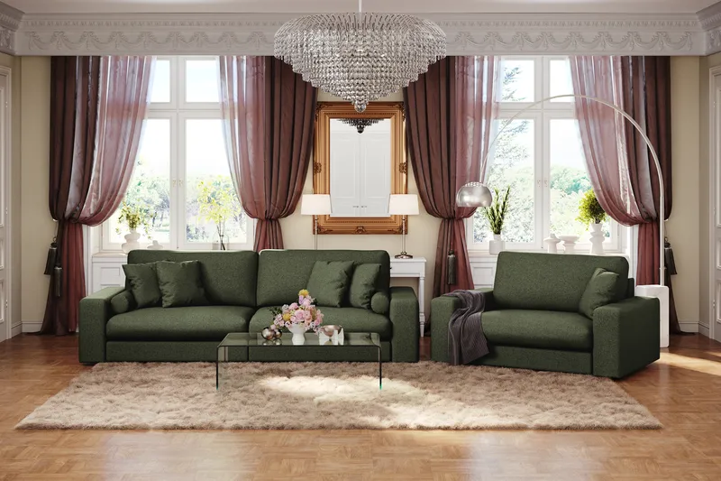 Arken Lyx 4-seter Dyp Sofa i stoff - Grön - Møbler - Sofaer - 4 seter sofa