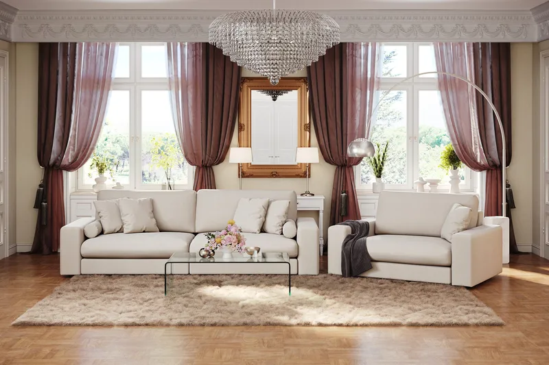 Arken Lyx 4-seter Dyp Sofa i stoff - Lys beige - Møbler - Sofaer - 4 seter sofa