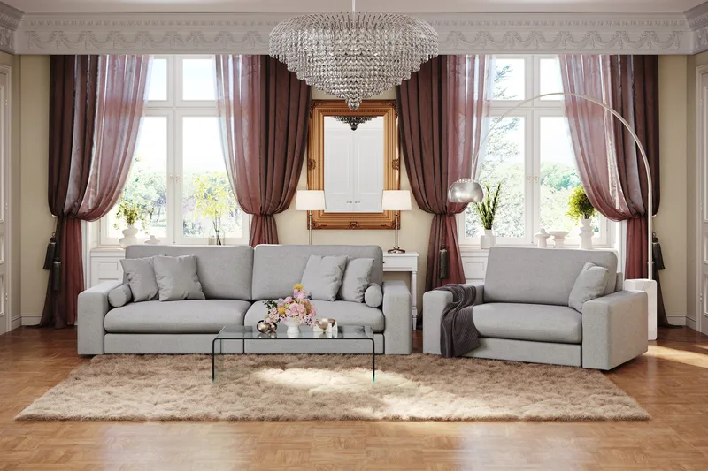 Arken Lyx 4-seter Dyp Sofa i stoff - Lysegrå - Møbler - Sofaer - 4 seter sofa