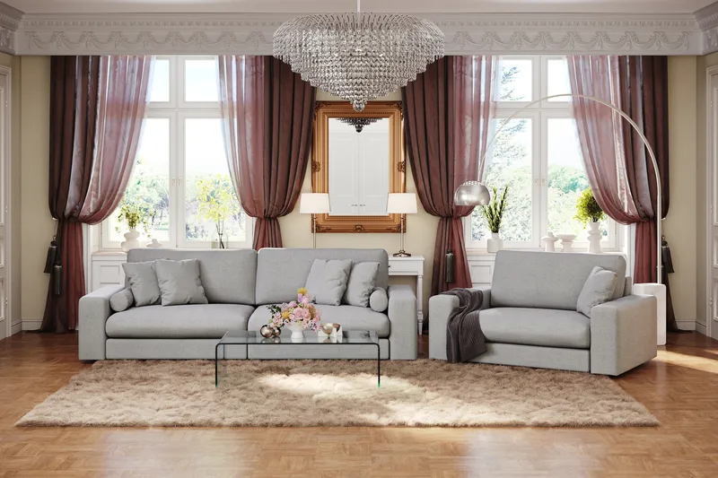 Arken Lyx 4-seter Dyp Sofa i stoff - Lysegrå - Møbler - Sofaer - 4 seter sofa