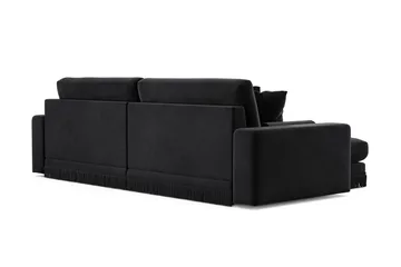 Arken Lyx 4-seter Vendbar L-formet Dyp Divansofa i fløyel - Svart - Møbler - Sofaer - Sofa med sjeselong