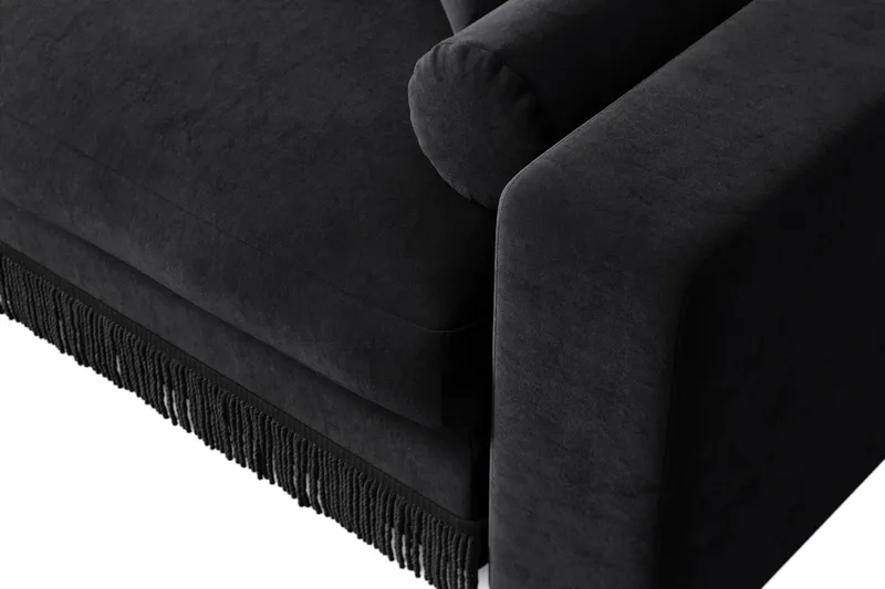 Arken Lyx 4-seter Vendbar L-formet Dyp Divansofa i fløyel - Svart - Møbler - Sofaer - Sofa med sjeselong