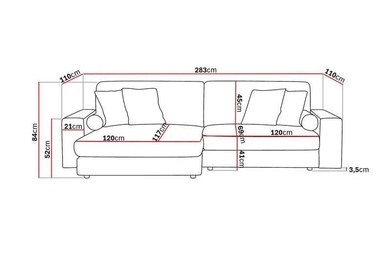 Arken Lyx 4-seter Vendbar L-formet Dyp Divansofa i stoff - Grön - Møbler - Sofaer - Sofa med sjeselong