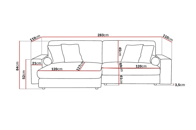 Arken Lyx 4-seter Vendbar L-formet Dyp Divansofa i stoff - Lysegrå - Møbler - Sofaer - Sofa med sjeselong