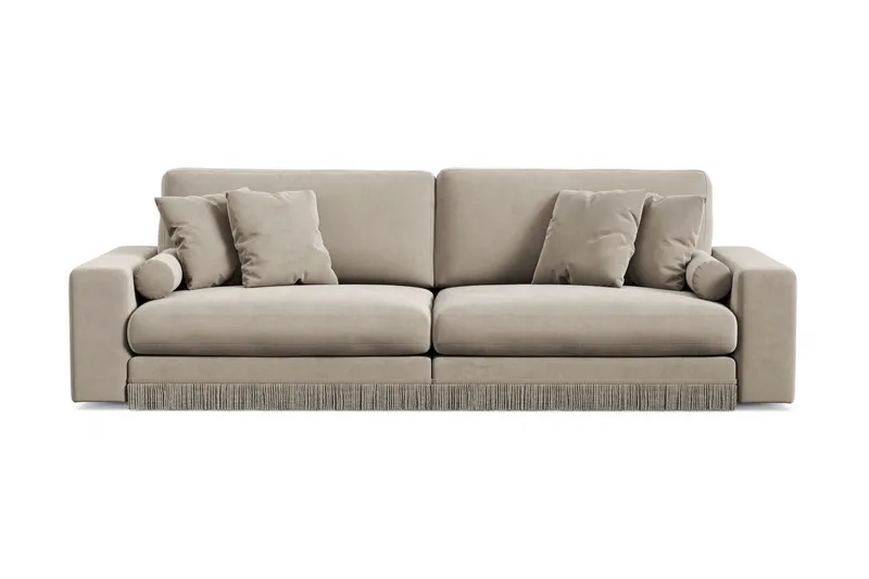 Arken Lyx 4-seters dyp fløyelssofa, Beige