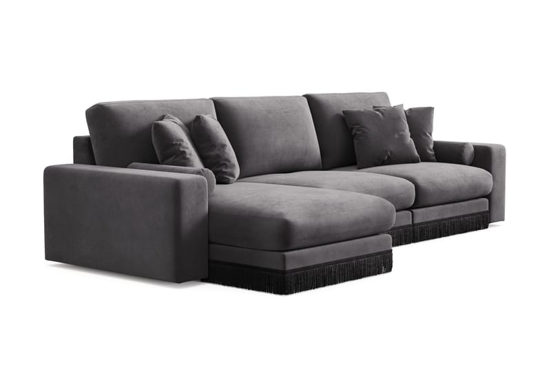 Arken Lyx 5-seter Vendbar L-formet Dyp Divansofa i fløyel - Mørkegrå - Møbler - Sofaer - Sofa med sjeselong