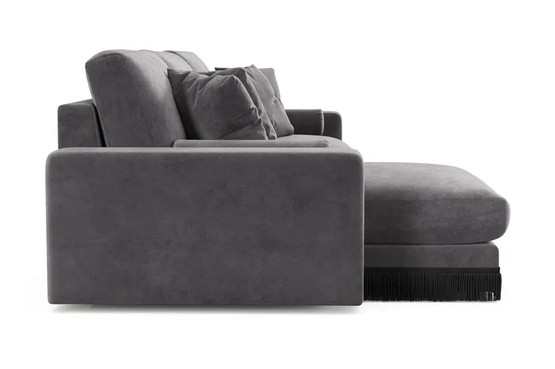 Arken Lyx 5-seter Vendbar L-formet Dyp Divansofa i fløyel - Mørkegrå - Møbler - Sofaer - Sofa med sjeselong