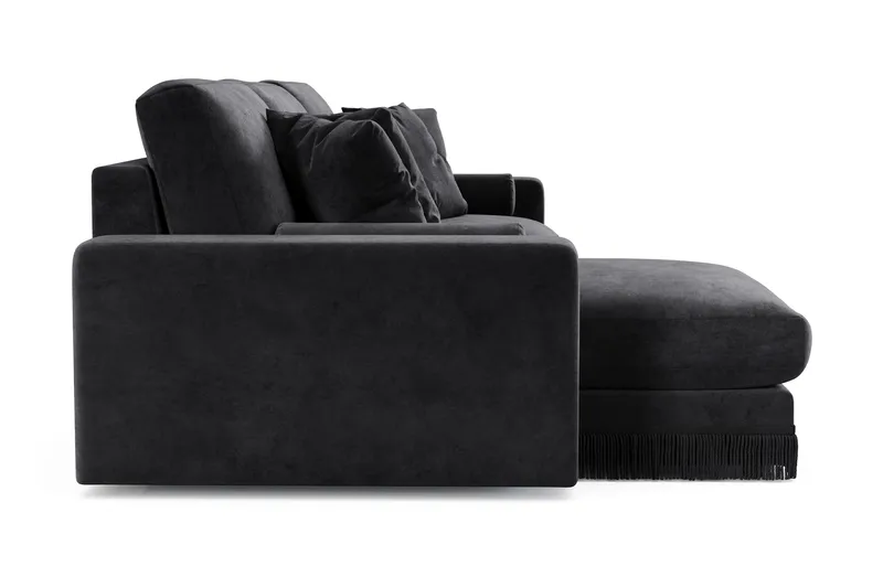 Arken Lyx 5-seter Vendbar L-formet Dyp Divansofa i fløyel - Svart - Møbler - Sofaer - Sofa med sjeselong