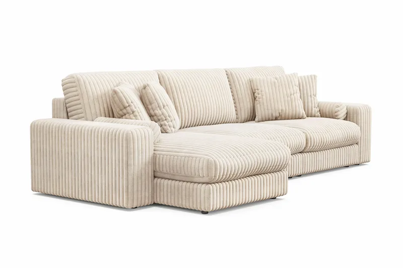 Arken Lyx 5-seter Vendbar L-formet Dyp Divansofa i Manchester - Beige - Møbler - Sofaer - Sofa med sjeselong