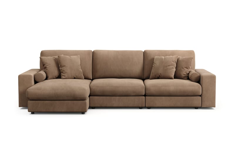 Arken Lyx 5-seter Vendbar L-formet Dyp Divansofa i Manchester - Brun - Møbler - Sofaer - Sofa med sjeselong
