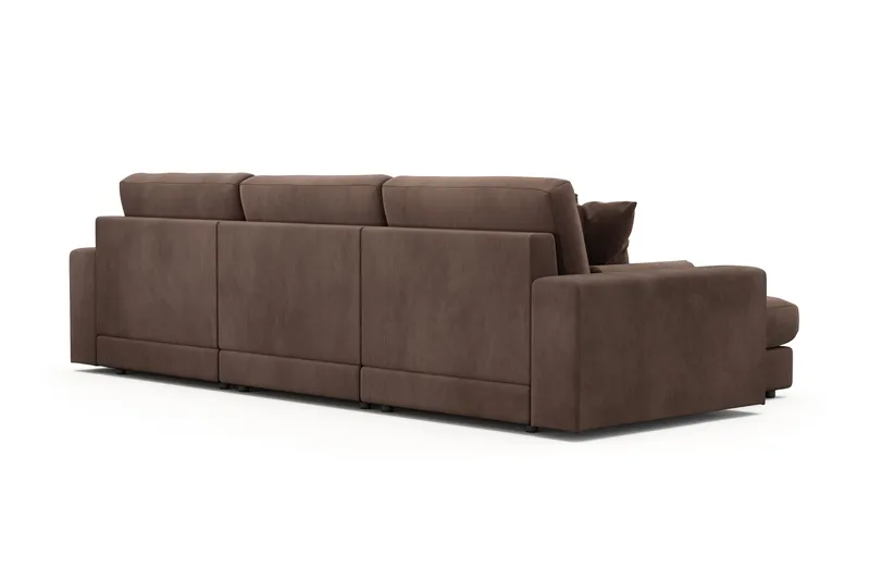 Arken Lyx 5-seter Vendbar L-formet Dyp Divansofa i Manchester - Brun - Møbler - Sofaer - Sofa med sjeselong