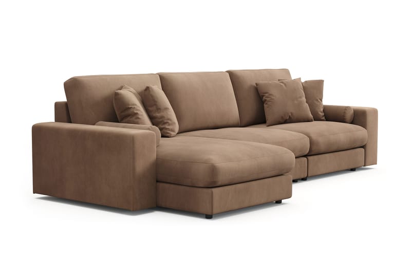 Arken Lyx 5-seter Vendbar L-formet Dyp Divansofa i Manchester - Brun - Møbler - Sofaer - Sofa med sjeselong
