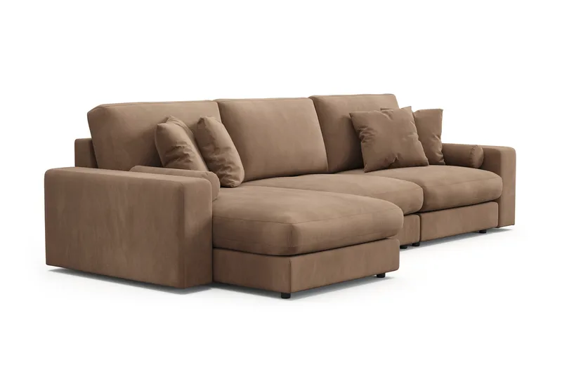 Arken Lyx 5-seter Vendbar L-formet Dyp Divansofa i Manchester - Brun - Møbler - Sofaer - Sofa med sjeselong