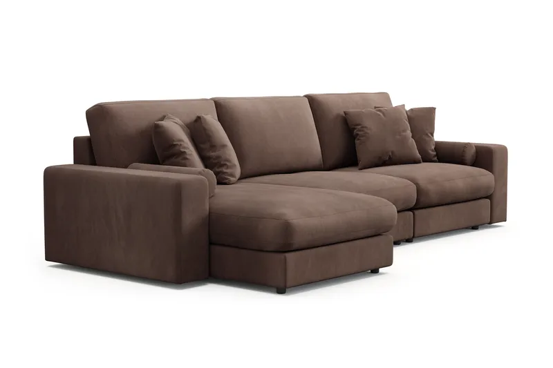 Arken Lyx 5-seter Vendbar L-formet Dyp Divansofa i Manchester - Brun - Møbler - Sofaer - Sofa med sjeselong