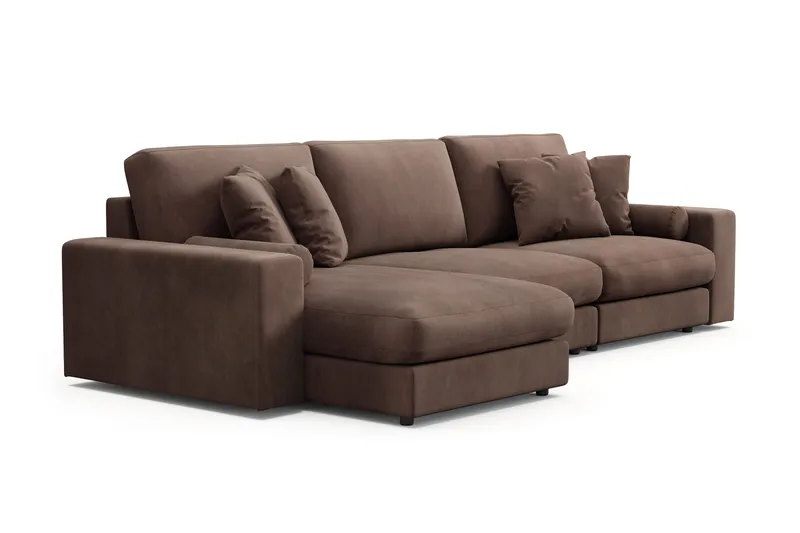 Arken Lyx 5-seter Vendbar L-formet Dyp Divansofa i Manchester - Brun - Møbler - Sofaer - Sofa med sjeselong