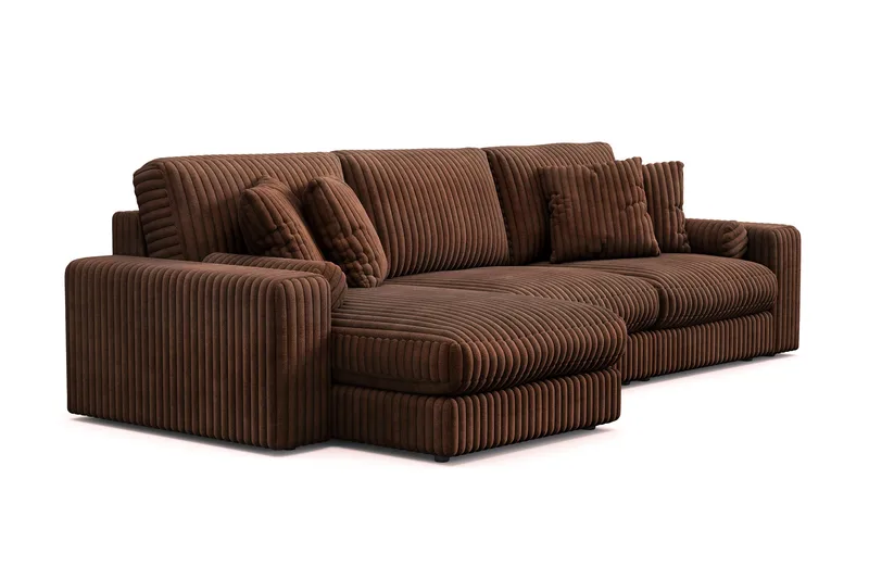 Arken Lyx 5-seter Vendbar L-formet Dyp Divansofa i Manchester - Mørkebrun - Møbler - Sofaer - Sofa med sjeselong