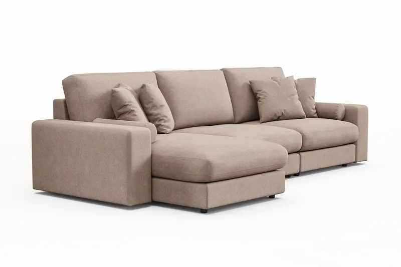 Arken Lyx 5-seter Vendbar L-formet Dyp Divansofa i stoff - Beige - Møbler - Sofaer - Sofa med sjeselong