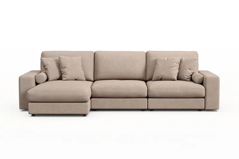 Arken Lyx 5-seter Vendbar L-formet Dyp Divansofa i stoff - Beige - Møbler - Sofaer - Sofa med sjeselong