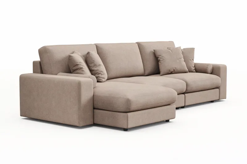 Arken Lyx 5-seter Vendbar L-formet Dyp Divansofa i stoff - Beige - Møbler - Sofaer - Sofa med sjeselong