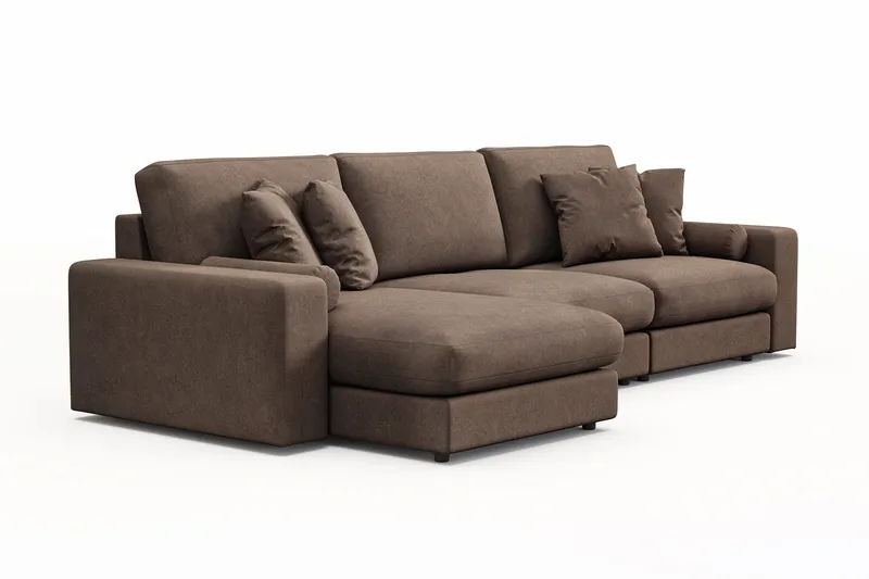 Arken Lyx 5-seter Vendbar L-formet Dyp Divansofa i stoff - Brun - Møbler - Sofaer - Sofa med sjeselong