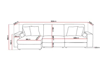 Arken Lyx 5-seter Vendbar L-formet Dyp Divansofa i stoff - Lysegrå - Møbler - Sofaer - Sofa med sjeselong