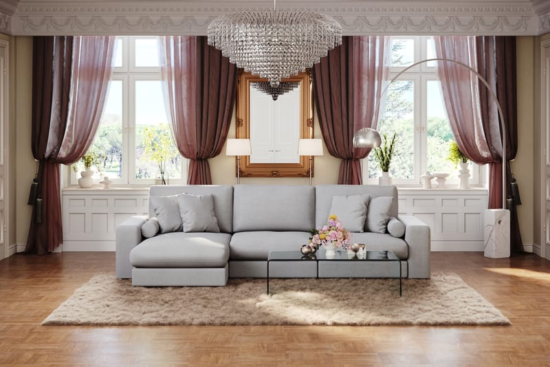 Arken Lyx 5-seter Vendbar L-formet Dyp Divansofa i stoff - Lysegrå - Møbler - Sofaer - Sofa med sjeselong