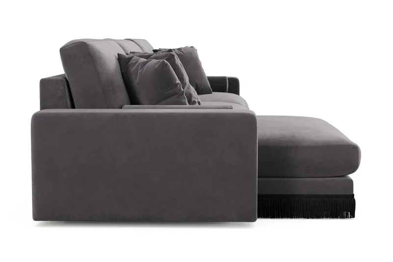 Arken Lyx 6-seter Vendbar L-formet Dyp Divansofa i fløyel - Mørkegrå - Møbler - Sofaer - Sofa med sjeselong