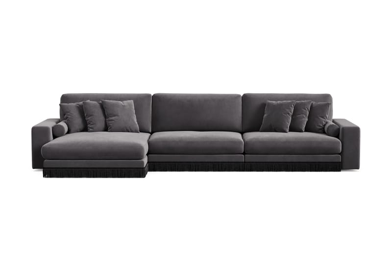 Arken Lyx 6-seter Vendbar L-formet Dyp Divansofa i fløyel - Mørkegrå - Møbler - Sofaer - Sofa med sjeselong