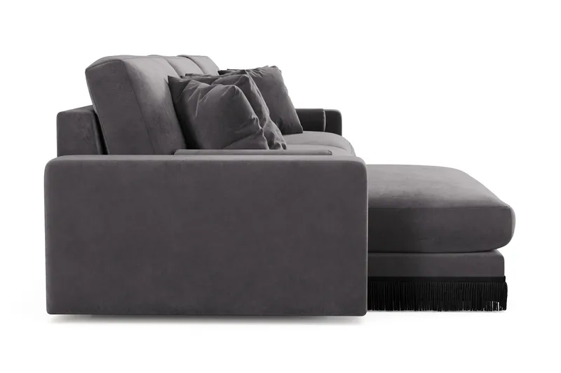 Arken Lyx 6-seter Vendbar L-formet Dyp Divansofa i fløyel - Mørkegrå - Møbler - Sofaer - Sofa med sjeselong